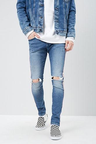 Forever21 Side-striped Slim-fit Jeans