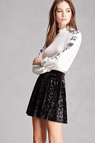 Forever21 Crushed Velvet Skater Skirt