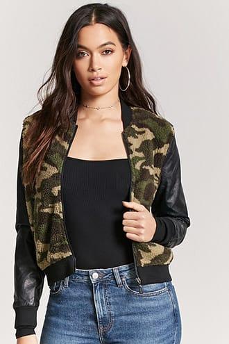 Forever21 Faux Shearling Camo Bomber Jacket