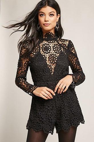 Forever21 Selfie Leslie Sheer Crochet Lace Romper