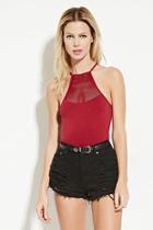 Forever21 Women's  Berry Mesh-paneled Cami