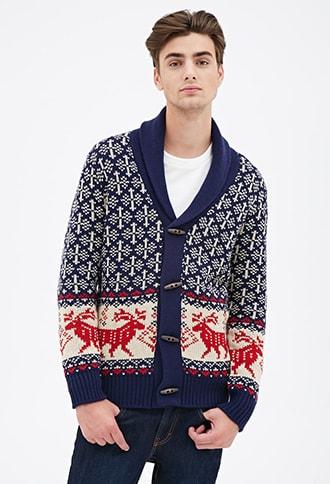 Forever21 Reindeer Shawl Cardigan