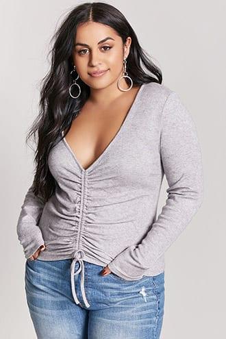 Forever21 Plus Size Drawstring Brushed Knit Top