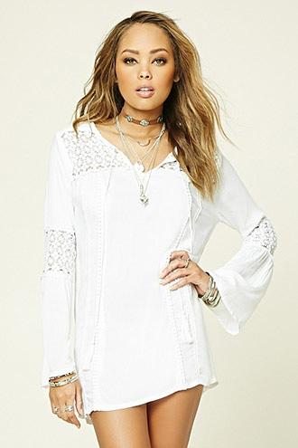 Forever21 Women's  Boho Me Crochet Shift Dress
