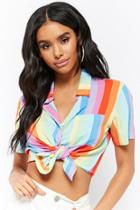 Forever21 Multicolor Rainbow-striped Shirt