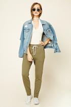 Forever21 Women's  Olive Heathered Pocket Joggers