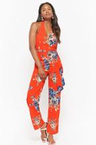 Forever21 Floral Open-back Jumpsuit