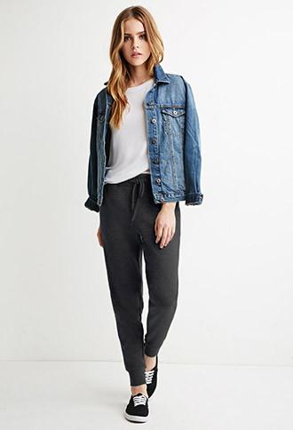 Forever21 Women's  Classic Drawstring Sweatpants (charcoal Heather)