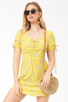 Forever21 Ruched Ditsy Floral Print Dress