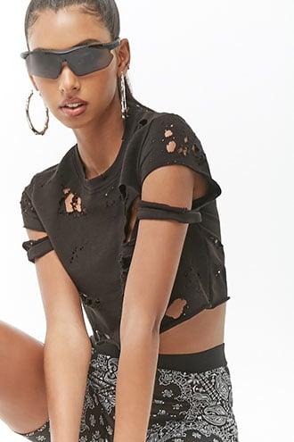 Forever21 Kikiriki Heavily Distressed Crop Top