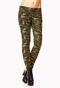 Forever21 Zippered Camo Skinny Jeans