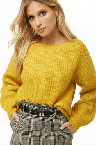 Forever21 Brushed Knit Balloon-sleeve Sweater