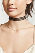 Forever21 Mesh And Faux Stone Choker Set