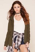 Forever21 Women's  Olive Button-front Utility Jacket