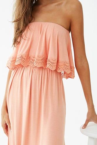 Forever21 Strapless Crochet-trim Flounce Dress
