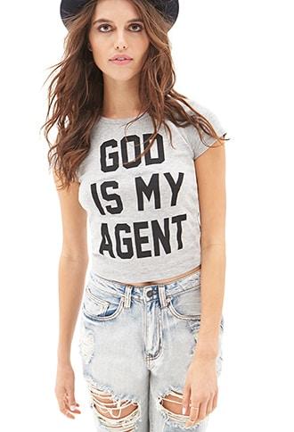 Forever21 God Is My Agent Tee