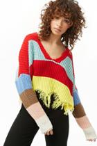 Forever21 Zigzag Fringe-hem Colorblock Sweater