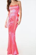 Forever21 Neon Ruffled Strapless Gown