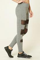 Forever21 Women's  Charcoal & Black Active Mesh-panel Leggings