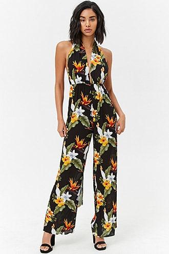 Forever21 Floral Print Halter Jumpsuit