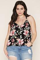 Forever21 Plus Women's  Plus Size Floral Lace-up Top