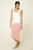 Forever21 Women's  Dusty Pink Bodycon Midi Knit Skirt