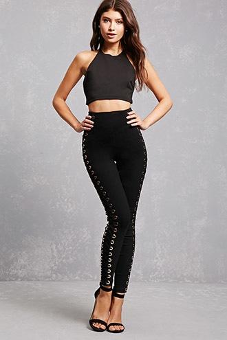 Forever21 Lace-up Denim Leggings