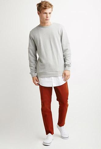 21 Men Men's  Drawstring Canvas Pants (rust/grey)