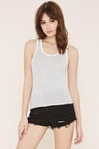 Forever21 Women's  Heather Grey & Cream Contrast-trimmed Tank