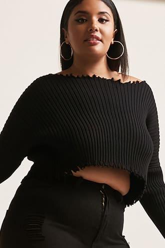 Forever21 Plus Size Ribbed Shark-bite Sweater
