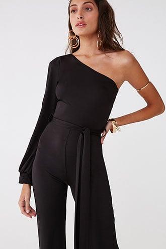 Forever21 Belted One-shoulder Jumpsuit