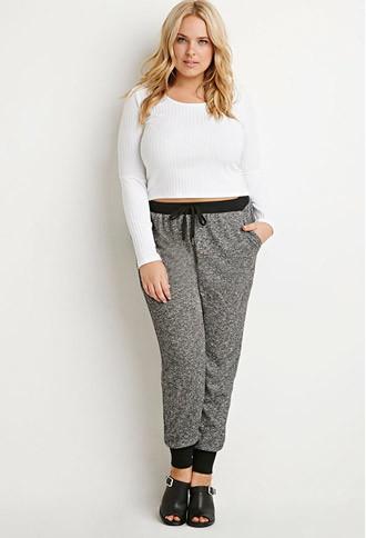 Forever21 Plus Heathered Drawstring Sweatpants