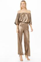 Forever21 Off-the-shoulder Metallic Jumpsuit