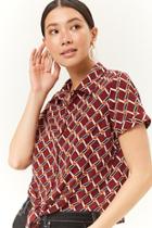 Forever21 Geo Print Knotted Shirt