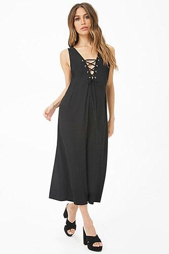 Forever21 Lace-up Culotte Jumpsuit