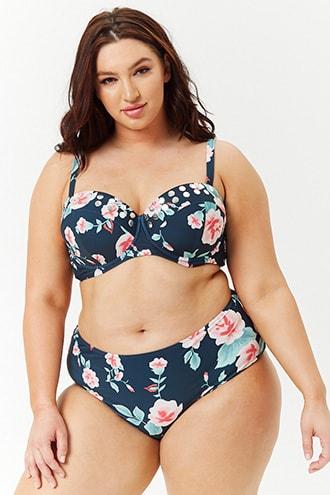 Forever21 Plus Size Paramour Rose Print Bikini Bottoms
