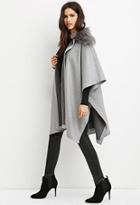 Forever21 Women's  Faux Fur-collar Poncho