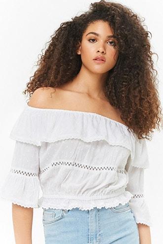 Forever21 Embellished Flounce Top