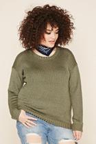 Forever21 Plus Women's  Sage Plus Size Crew Neck Sweater