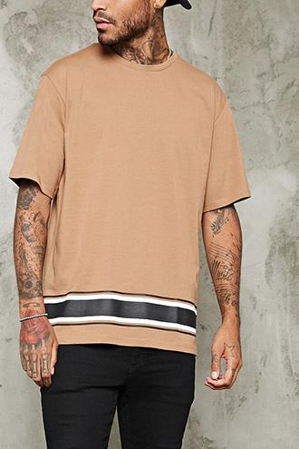 Forever21 Stripe-hem Cotton Tee