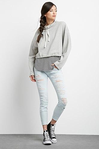 Forever21 Women's Low-rise Destroyed Ankle Jeans