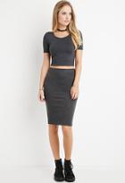 Forever21 Women's  Space Dye Bodycon Skirt (charcoal)