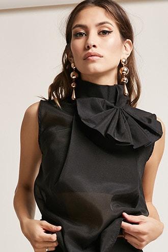 Forever21 Mock Neck Organza Top