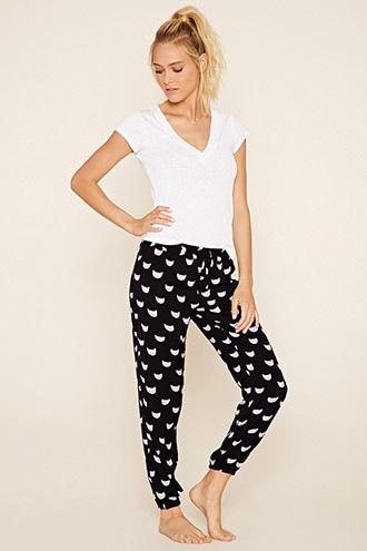 Forever21 Women's  Sleepy Cat Pj Pants
