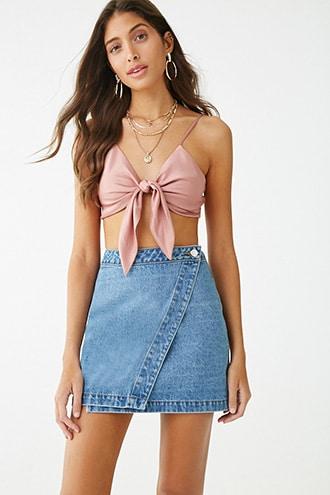 Forever21 Asymmetrical Denim Wrap Skirt