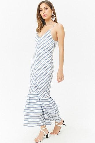 Forever21 Multicolor Striped Tiered Ruffle-hem Mermaid Dress