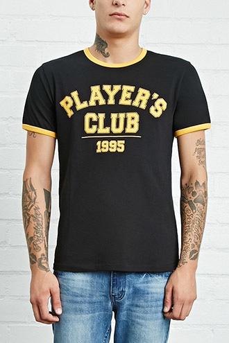 21 Men Men's  Black & Yellow Players Club Graphic Ringer Tee