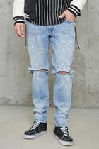 Forever21 Slim-fit Distressed Zip Jeans