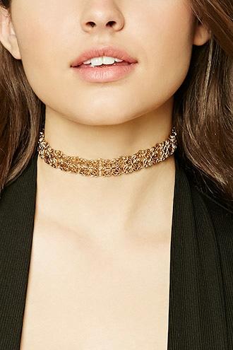 Forever21 Antique Gold Floral Cutout Choker
