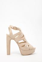 Forever21 Women's  Caged Faux Suede Sandals (nude)